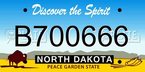 B700666 North Dakota License Plate