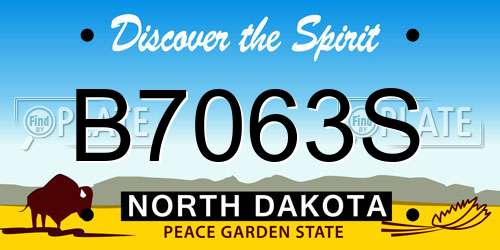 B7063S North Dakota License Plate