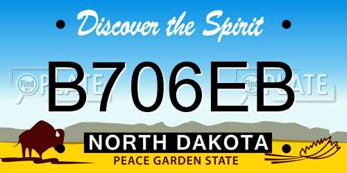 B706EB North Dakota License Plate