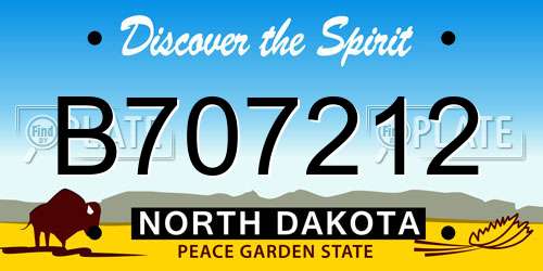 B707212 North Dakota License Plate