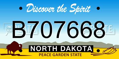 B707668 North Dakota License Plate