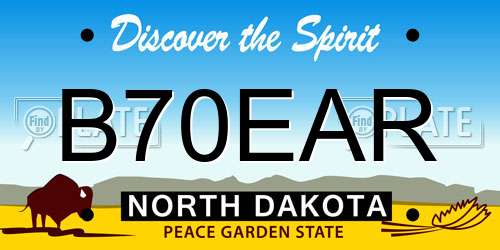 B70EAR North Dakota License Plate