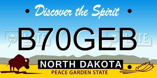 B70GEB North Dakota License Plate