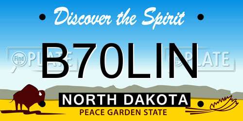 B70LIN North Dakota License Plate