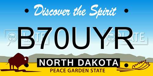 B70UYR North Dakota License Plate