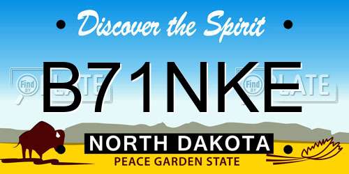 B71NKE North Dakota License Plate