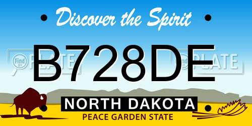 B728DE North Dakota License Plate