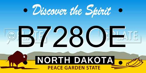 B728OE North Dakota License Plate