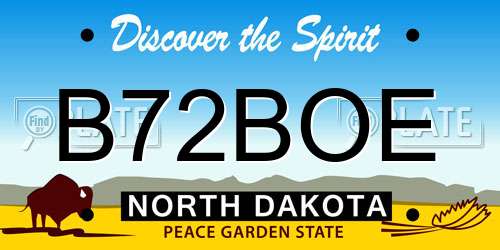 B72BOE North Dakota License Plate
