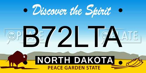 B72LTA North Dakota License Plate