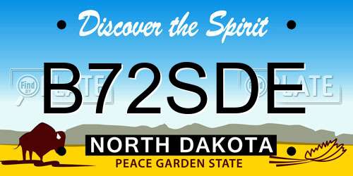 B72SDE North Dakota License Plate