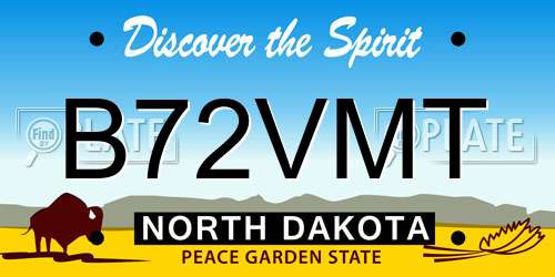 B72VMT North Dakota License Plate