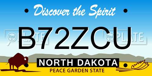 B72ZCU North Dakota License Plate