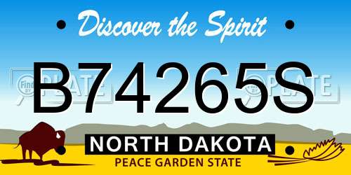 B74265S North Dakota License Plate