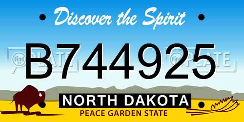 B744925 North Dakota License Plate