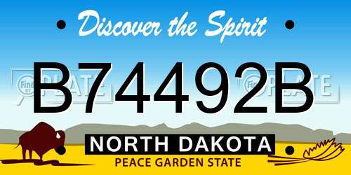 B74492B North Dakota License Plate