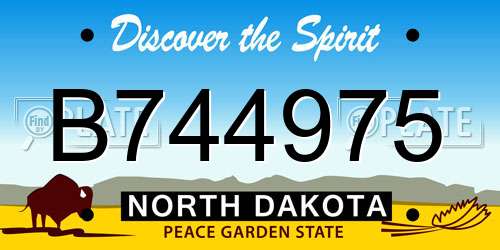 B744975 North Dakota License Plate