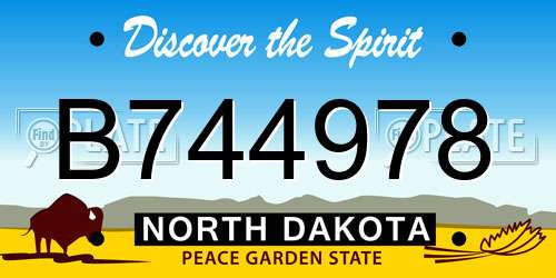 B744978 North Dakota License Plate