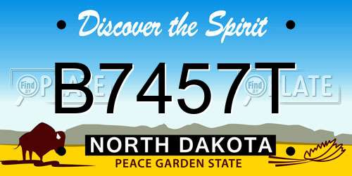 B7457T North Dakota License Plate