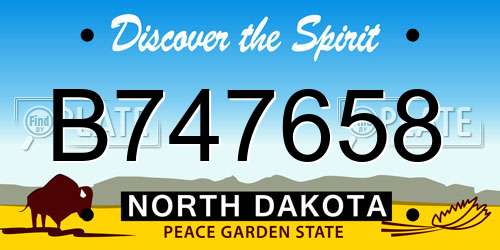B747658 North Dakota License Plate