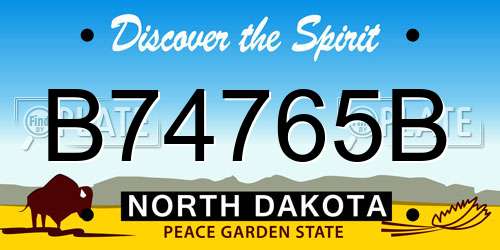 B74765B North Dakota License Plate