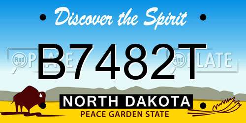 B7482T North Dakota License Plate