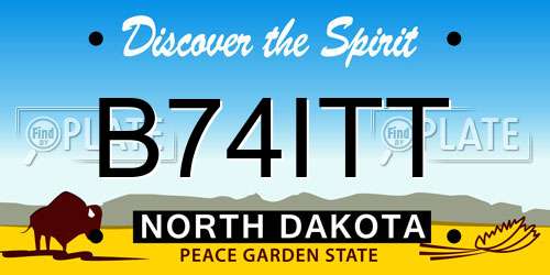 B74ITT North Dakota License Plate