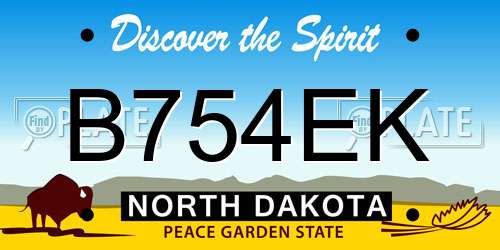 B754EK North Dakota License Plate