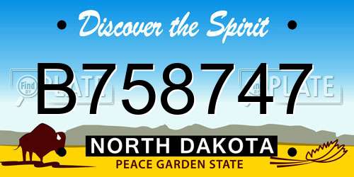 B758747 North Dakota License Plate