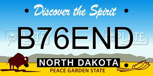 B76END North Dakota License Plate