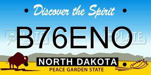 B76ENO North Dakota License Plate