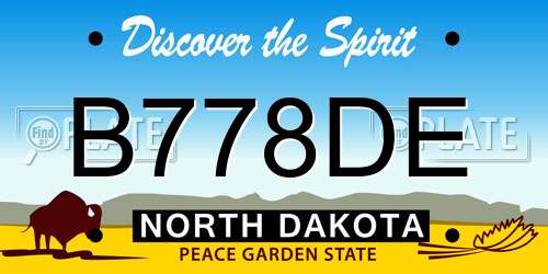 B778DE North Dakota License Plate