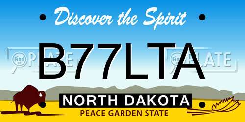 B77LTA North Dakota License Plate