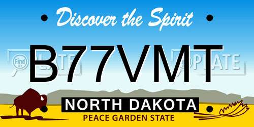 B77VMT North Dakota License Plate