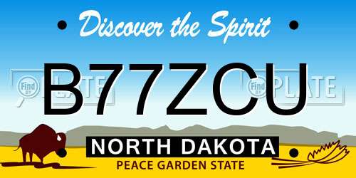 B77ZCU North Dakota License Plate