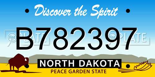 B782397 North Dakota License Plate