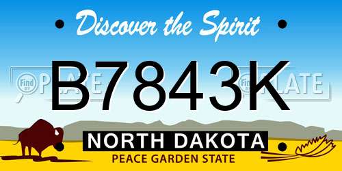 B7843K North Dakota License Plate