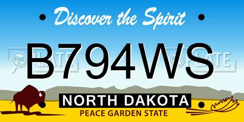 B794WS North Dakota License Plate