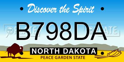 B798DA North Dakota License Plate