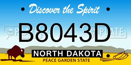 B8043D North Dakota License Plate