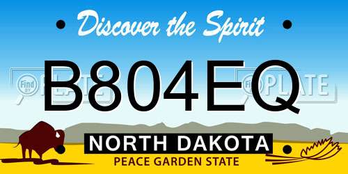 B804EQ North Dakota License Plate