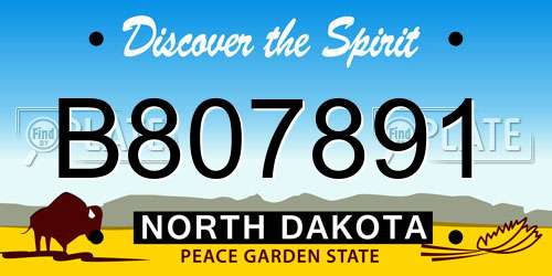B807891 North Dakota License Plate