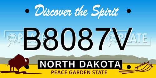 B8087V North Dakota License Plate