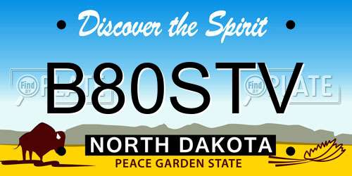 B80STV North Dakota License Plate