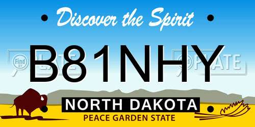 B81NHY North Dakota License Plate