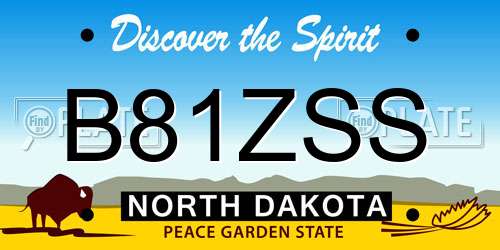 B81ZSS North Dakota License Plate