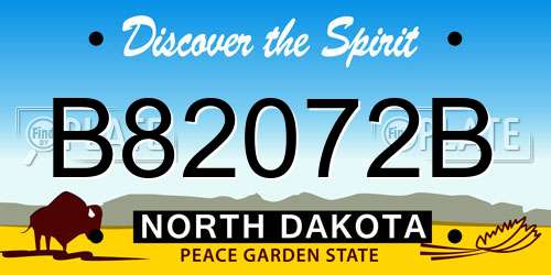 B82072B North Dakota License Plate