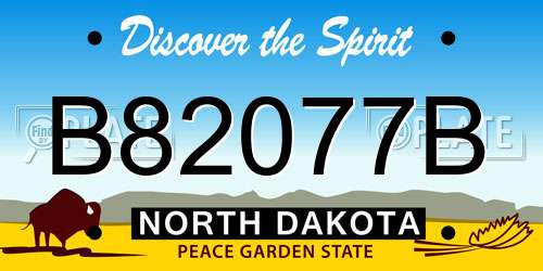 B82077B North Dakota License Plate