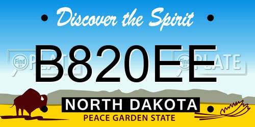 B820EE North Dakota License Plate