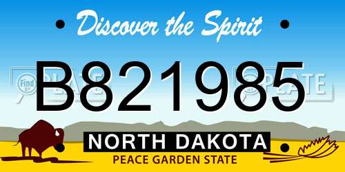B821985 North Dakota License Plate